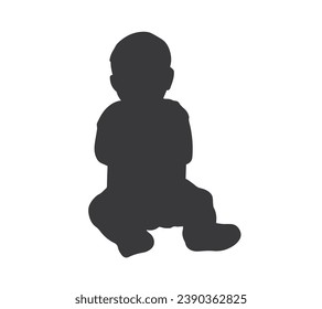 Baby silhouette. Vector silhouette of Baby on white background. black Baby isolated on white background. cutout Baby. hand drawn infant design. vector illustration.