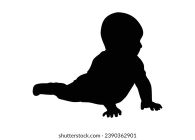 Baby silhouette. Vector silhouette of Baby on white background. black Baby isolated on white background. cutout Baby. hand drawn infant design. vector illustration.