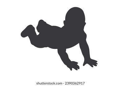 Baby silhouette. Vector silhouette of Baby on white background. black Baby isolated on white background. cutout Baby. hand drawn infant design. vector illustration.