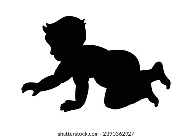 Baby silhouette. Vector silhouette of Baby on white background. black Baby isolated on white background. cutout Baby. hand drawn infant design. vector illustration.