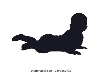 Baby silhouette. Vector silhouette of Baby on white background. black Baby isolated on white background. cutout Baby. hand drawn infant design. vector illustration.