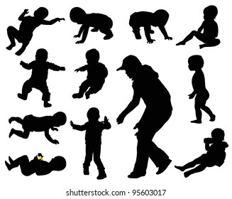 Baby silhouettes collection. Vector eps8