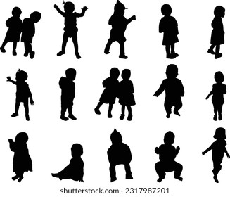 Baby Silhouettes Pro Vector, Toddler silhouette