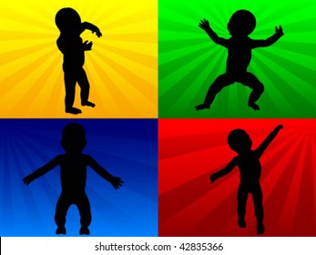  baby silhouettes vector illustration
