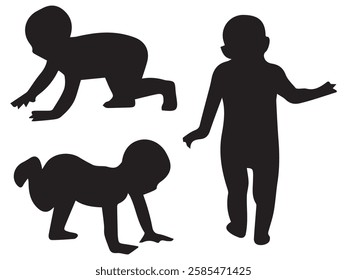 Baby Silhouettes Vector Illustration Set