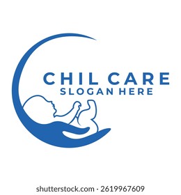 Baby simple logo design. Baby protection logo design icon vector