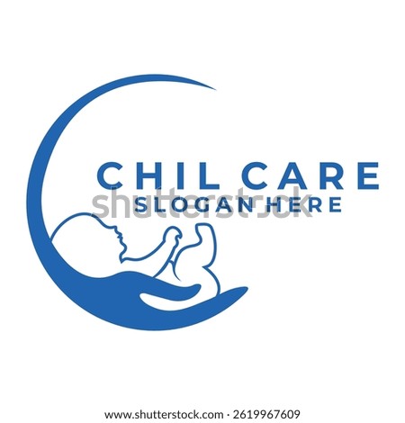 Baby simple logo design. Baby protection logo design icon vector