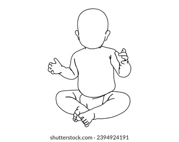 Baby single line art drawing