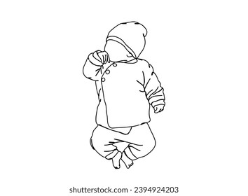 Baby single line art drawing