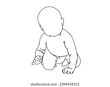 Baby single line art drawing
