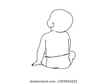 Baby single line art drawing