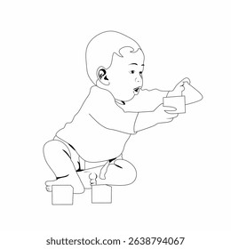 Baby single line art drawing