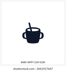 Baby Sippy Cup Icon solides Vektorsymbol mit einem fetten, minimalen Design. Geeignet für Präsentationen, Websites, Apps, Infografiken und verschiedene digitale oder gedruckte Projekte.