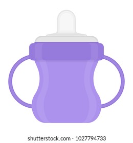 Baby Sippy Cup Isolated On White Background. Vector Illustration Of Toddler Feeding Equipment. Baby Care Supplies