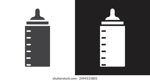 baby sippy icon Flat set in black and white color outline vector