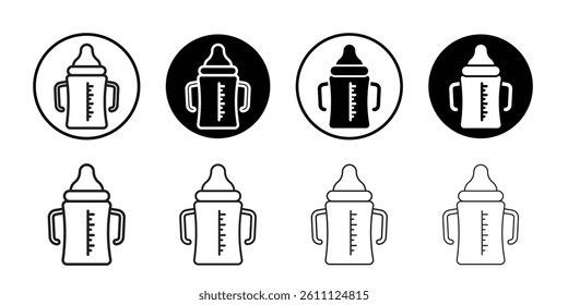 baby sippy icon Vector flat thin line illustration