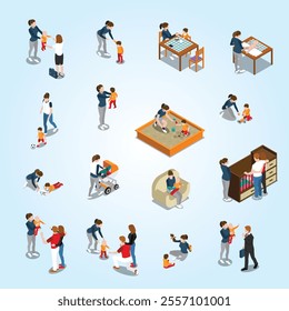 Baby Sitter Isometric People assistance