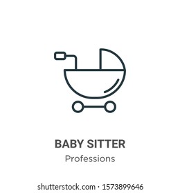 Baby sitter outline vector icon. Thin line black baby sitter icon, flat vector simple element illustration from editable professions concept isolated on white background