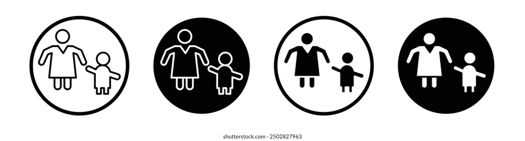 Baby sitter vector icon set black filled and outlined style.