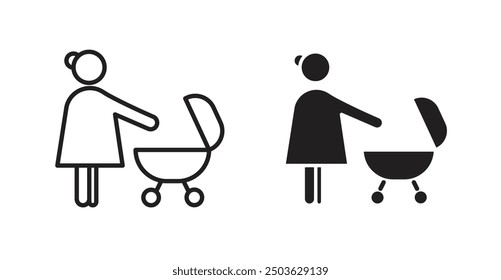 Baby sitter vector icon in solid and outline style