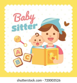 Baby with Baby Sitter Vector Illustration.