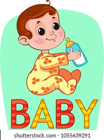 baby sitting and drinking milk