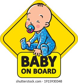 Baby sitting with dummy. Baby on board car sticker