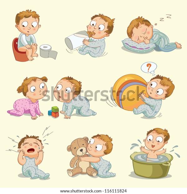 Un Bebe Assis Sur Le Pot Image Vectorielle De Stock Libre De Droits