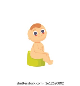 baby sitting on potty vector illustration