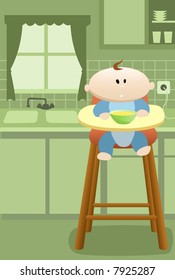 Baby Sitting on Toddler's Chair-vector