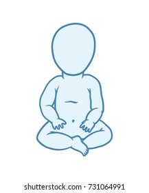 Baby sitting pose, child development, growth stage. First Year. Vector icon silhouette illustration.