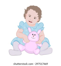 baby sitting with toy