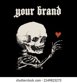 baby skull design with love symbol in hand. very suitable for any merchandise.