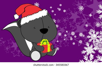 baby skunk cartoon xmas background in vector format very easy to edit 