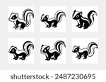 Baby skunk outline vector illustration