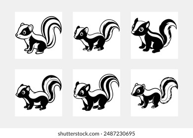 Baby skunk outline vector illustration