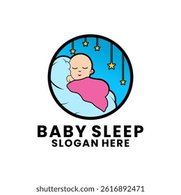Baby Sleep logo design vector template. Creative Baby Sleeping with blanket logo design icon