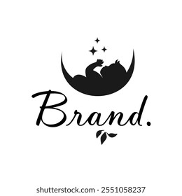 baby sleep, moon and star logo vector template illustration