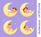 baby sleep on moon vector illustration
