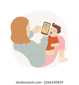 Baby sleep tracker isolated cartoon vector illustration. Mom controls baby sleep pattern on smartphone, newborn tracking app, modern motherhood, kid bedtime routine application vector cartoon.