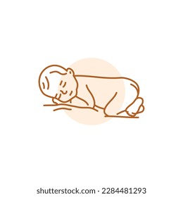 The baby is sleeping black line icon. Toddler development. Early childhood