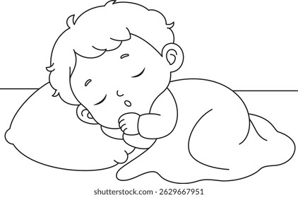 The baby sleeping coloring page for kids