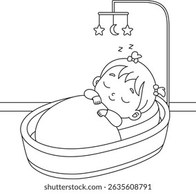 The baby sleeping coloring page for kids