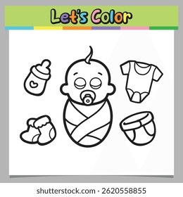 Baby sleeping coloring sheet vector