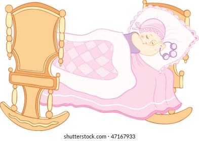 baby sleeping in the cradle