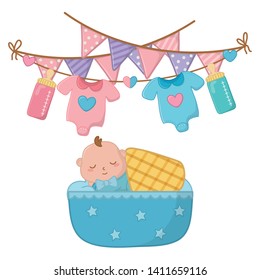 baby sleeping in a cradle vector illustration