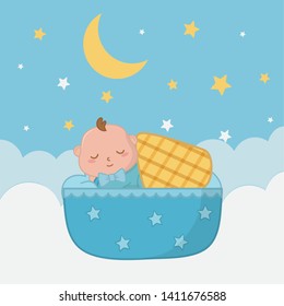 baby sleeping in a cradle vector illustration