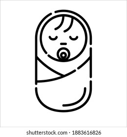 Baby sleeping, Icon design, Vector, Clip art, Illustration, Line icon design.