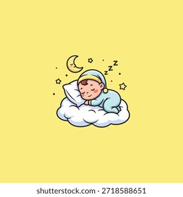 Diseño de Vector plano del icono del bebé que duerme.