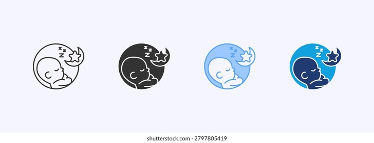 Baby Sleeping Icon Set Multiple Style Collection Vector Illustration